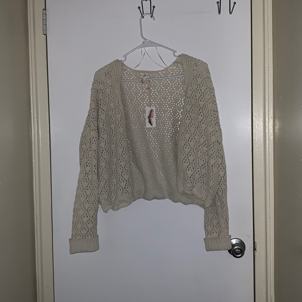 White knitted cardigan